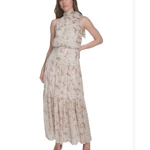 NWT Tommy Hilfiger Women's Side-Tie Halter Tiered Maxi Dress